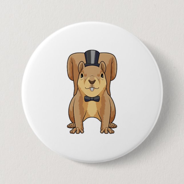 Chapa Redonda De 7 Cm Ardilla como novio con traje (Anverso)