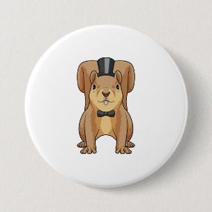 Chapa Redonda De 7 Cm Ardilla como novio con traje