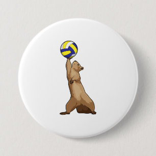 Chapa Redonda De 7 Cm Ardilla con voleibol