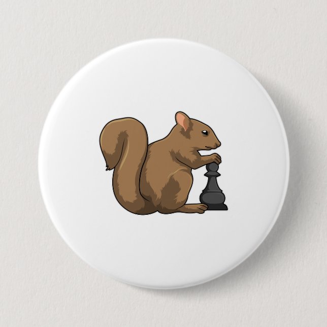 Chapa Redonda De 7 Cm ardilla en el ajedrez con pieza de ajedrez Bishop (Anverso)