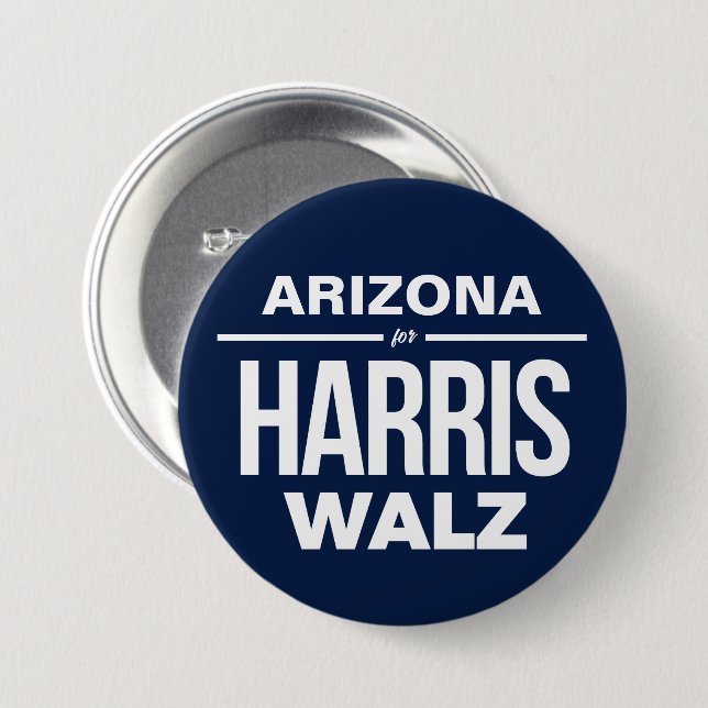 Chapa Redonda De 7 Cm Arizona para Harris Walz (Anverso y reverso)