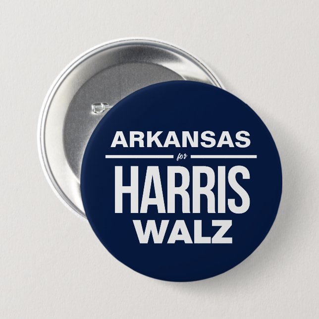 Chapa Redonda De 7 Cm Arkansas para Harris Walz (Anverso y reverso)