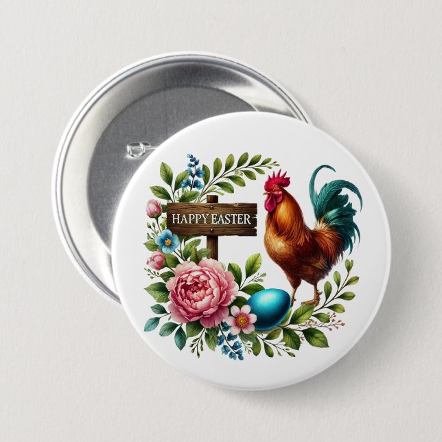 Chapa Redonda De 7 Cm Aroma de Cute Happy Easter (Anverso y reverso)