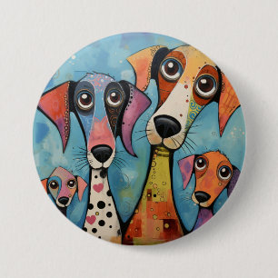 Chapa Redonda De 7 Cm Arte abstracto de perro colorido estilo cartoon