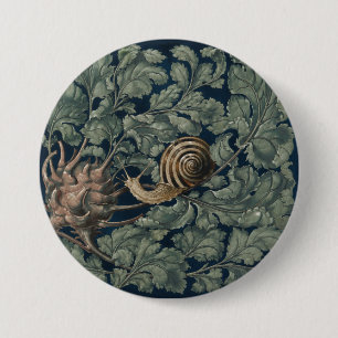 Chapa Redonda De 7 Cm Arte Antiguo Botánico Art Nouveau Caracol Antiguo