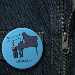 Chapa Redonda De 7 Cm Arte de Burt Quackarach, pianista de pato divertid