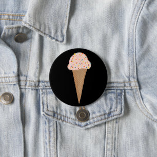 Chapa Redonda De 7 Cm Arte De Lápiz De Color Cono De Helado Rosa