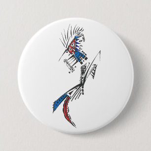 Chapa Redonda De 7 Cm Arte de tatuaje tribal abstracto colorido para via