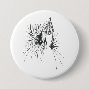 Chapa Redonda De 7 Cm Arte de tatuaje tribal abstracto negro y blanco pu