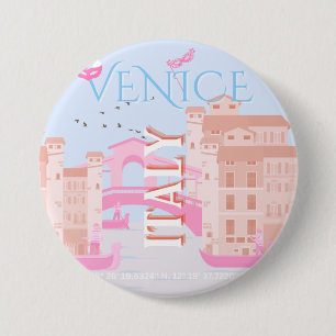 Chapa Redonda De 7 Cm Arte de viajes de Venecia, Italia, arte de viajes