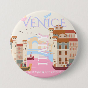 Chapa Redonda De 7 Cm Arte de viajes de Venecia, Italia, arte de viajes