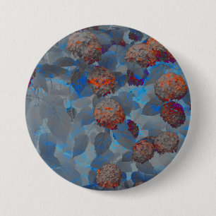 Chapa Redonda De 7 Cm Arte digital con motivos florales de color naranja