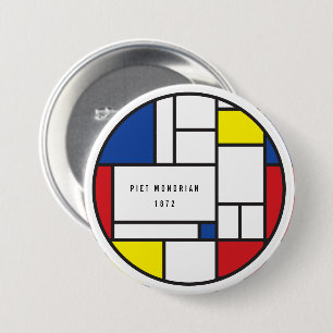Chapa Redonda De 7 Cm Arte Moderno De Stijl Geométrico Minimalista Mondr