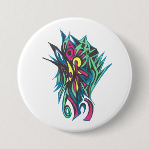 Chapa Redonda De 7 Cm Arte Tribal Abstracto Colorido de Tatuajes