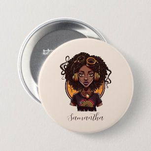 Chapa Redonda De 7 Cm Artista Afro Woman