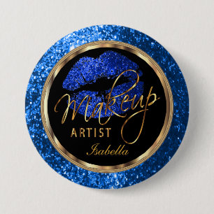 Chapa Redonda De 7 Cm Artista de maquillaje profesional - Azul, Negro y