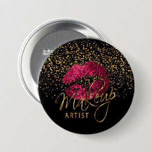 Chapa Redonda De 7 Cm Artista de maquillaje profesional - labios de las