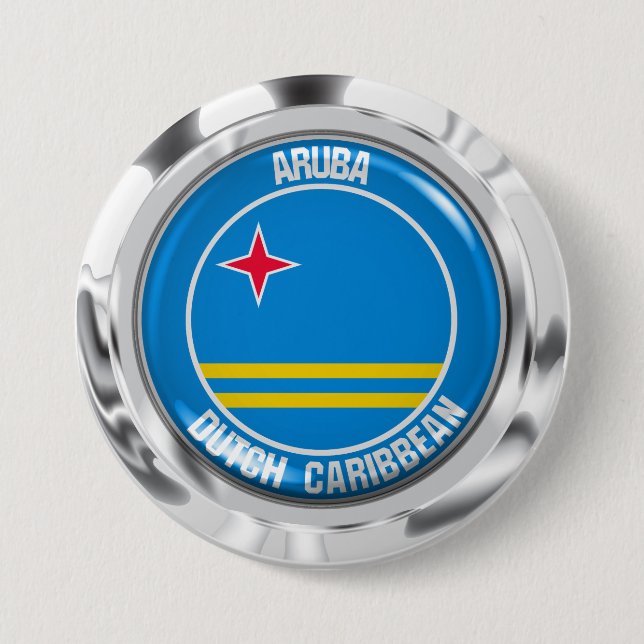 Chapa Redonda De 7 Cm Aruba Round Emblem (Anverso)