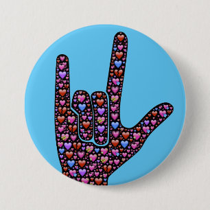 Chapa Redonda De 7 Cm ASL "te amo "