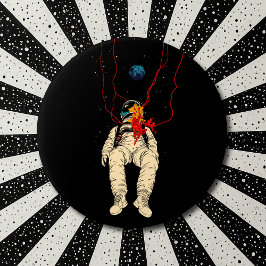 Chapa Redonda De 7 Cm Astronaut and Earth Space