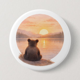 Chapa Redonda De 7 Cm Atardecer del Cachorro de Oso Pacífico – Suave Acu