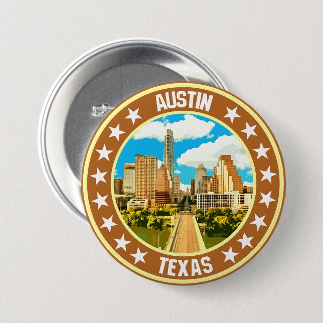 Chapa Redonda De 7 Cm Austin (Anverso y reverso)