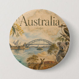 Chapa Redonda De 7 Cm Australia para amantes de Australia 