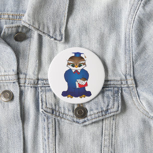 Chapa Redonda De 7 Cm Ave Académica Sabia Graduada De Lechuza