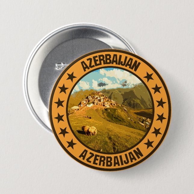 Chapa Redonda De 7 Cm Azerbaiyán (Anverso y reverso)