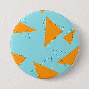 Chapa Redonda De 7 Cm Azul, naranja, fresco, de moda, moderno patrón tri