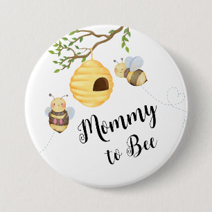 Chapa Redonda De 7 Cm Baby Shower Bee Pins - Añade tu nombre personaliza