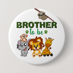 Chapa Redonda De 7 Cm Baby Shower de animales del Zoo Safari de Brother 
