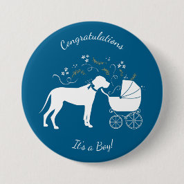 Chapa Redonda De 7 Cm Baby Shower de Great Dane Dog