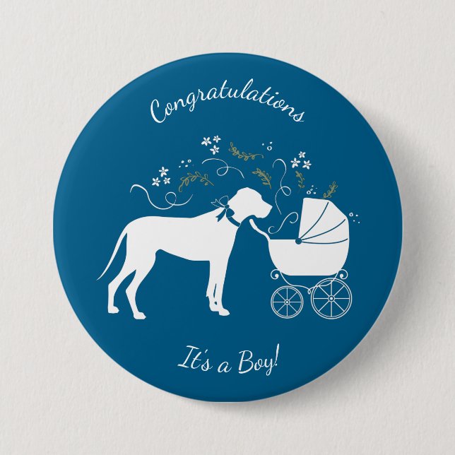 Chapa Redonda De 7 Cm Baby Shower de Great Dane Dog (Anverso)