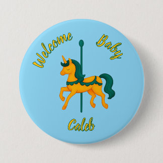 Chapa Redonda De 7 Cm Baby Shower de Unicornio caprichoso/simple