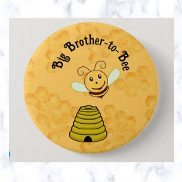 Chapa Redonda De 7 Cm Baby Shower editable Gran Hermano a Abeja