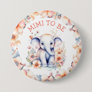 Chapa Redonda De 7 Cm Baby Shower Mimi, el Chica del elefante bebé, será