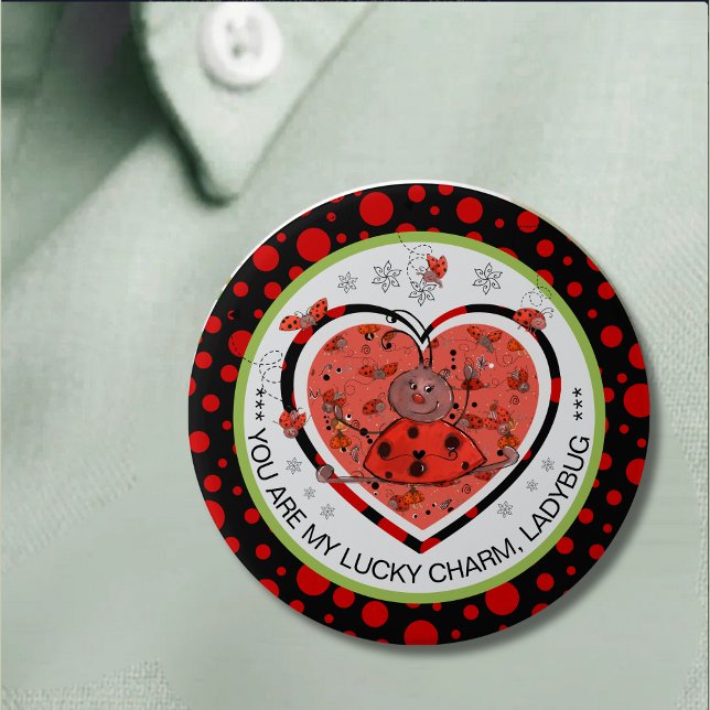 Chapa Redonda De 7 Cm Baby Shower Winner Lucky Charm Ladybug (Lucky Charm Button ,Winner Edition)