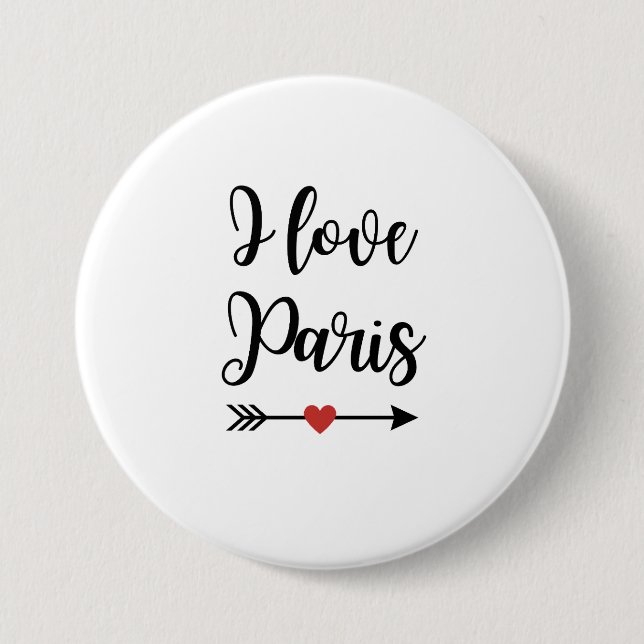 Chapa Redonda De 7 Cm Badge I love Paris (Anverso)