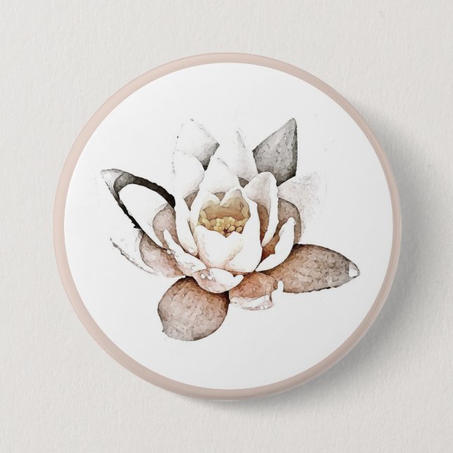 CHAPA REDONDA DE 7 CM BADGE : LOTUS BLANCO (Anverso)