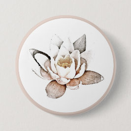 CHAPA REDONDA DE 7 CM BADGE : LOTUS BLANCO