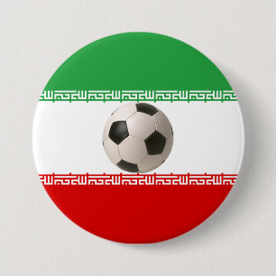 Chapa Redonda De 7 Cm Balón de fútbol centro de la bandera iraní