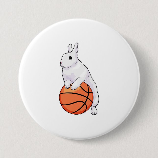 Chapa Redonda De 7 Cm Baloncestista Bunny (Anverso)