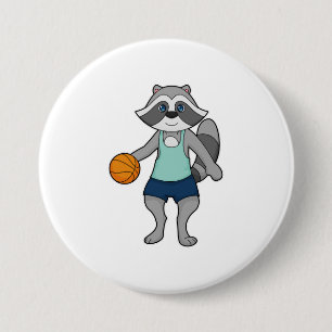 Chapa Redonda De 7 Cm Baloncestista Racoon