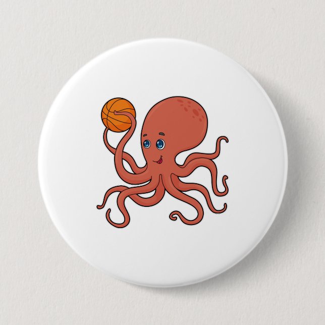 Chapa Redonda De 7 Cm Baloncestistas del Octopus (Anverso)