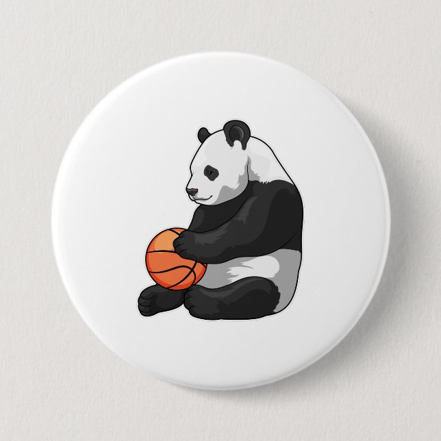 Chapa Redonda De 7 Cm Baloncesto Panda (Anverso)