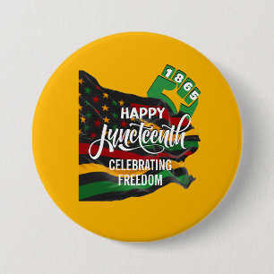 Chapa Redonda De 7 Cm Bandera Afroamericana de JUNETEENTH Amarilla