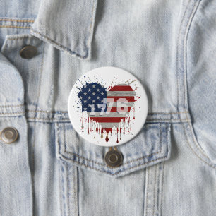 Chapa Redonda De 7 Cm Bandera Americana 1776