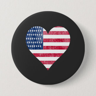 Chapa Redonda De 7 Cm Bandera americana en el corazón