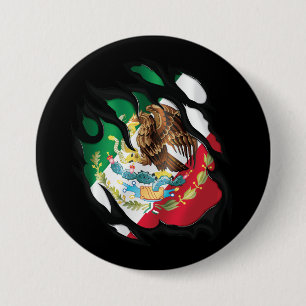 Chapa Redonda De 7 Cm Bandera arrancada de México